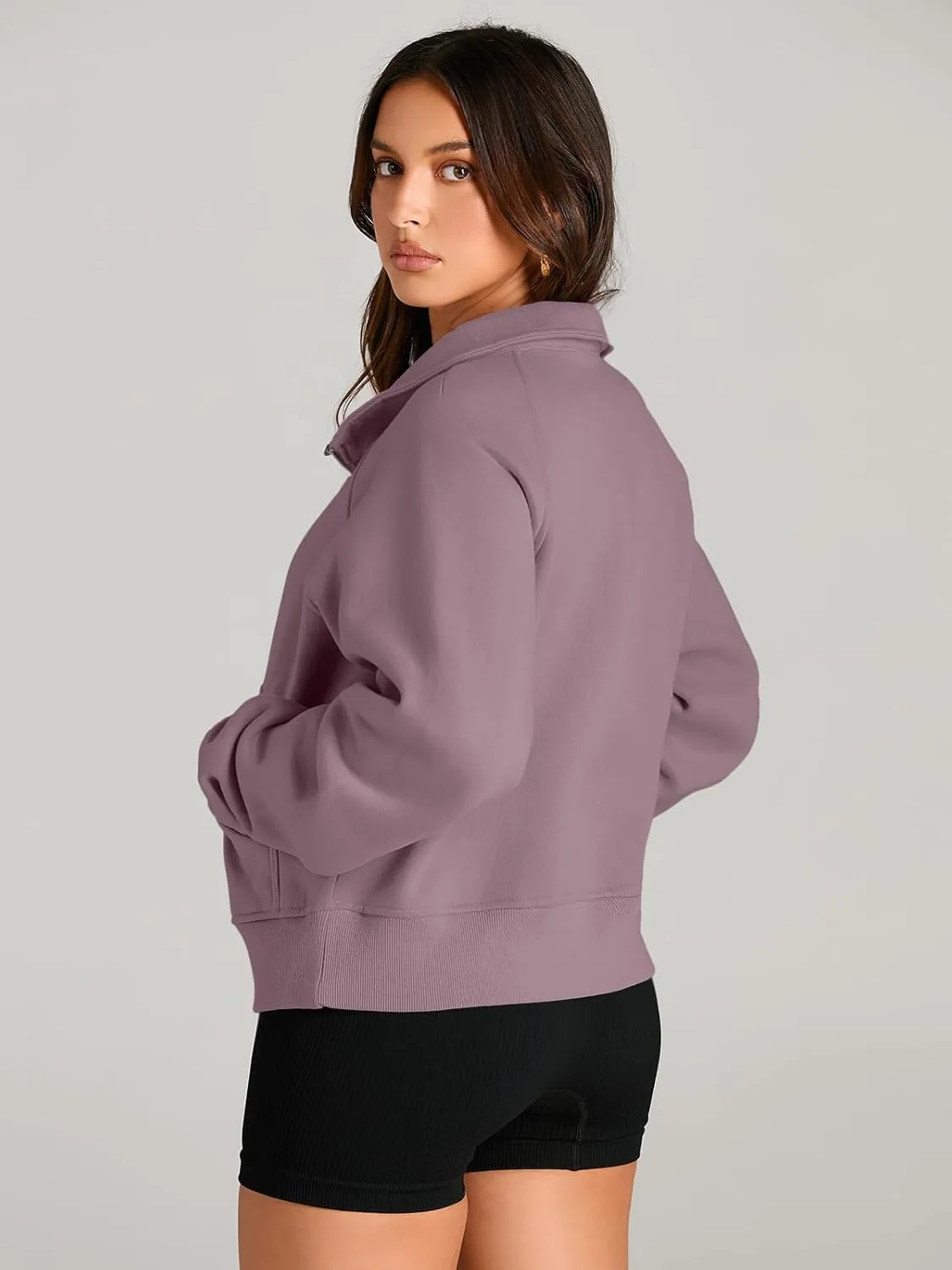 AUTOMET Womens Sweatshirts Half Zip Cropped Pullover Fleece Quarter Zipper Hoodies 2025 Fall Fashion Outfits Clothes