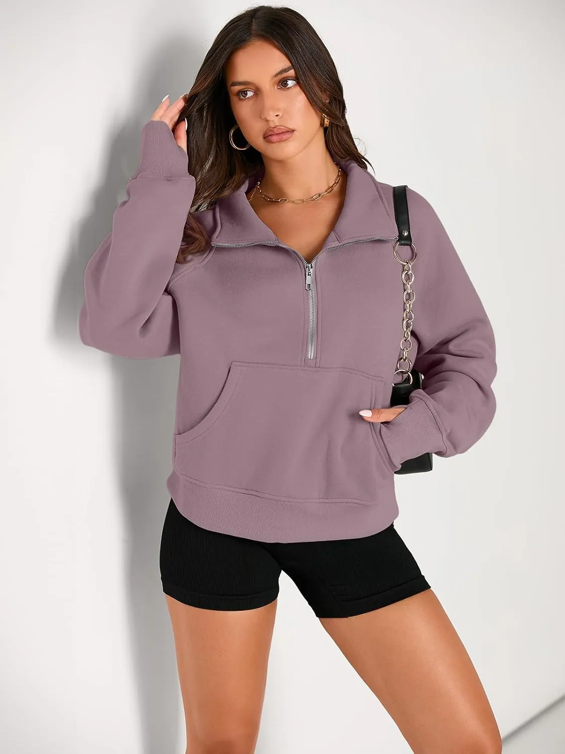 AUTOMET Womens Sweatshirts Half Zip Cropped Pullover Fleece Quarter Zipper Hoodies 2025 Fall Fashion Outfits Clothes