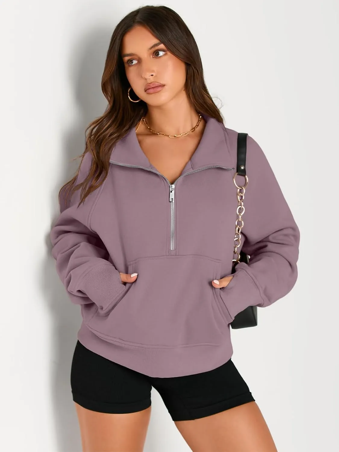 AUTOMET Womens Sweatshirts Half Zip Cropped Pullover Fleece Quarter Zipper Hoodies 2025 Fall Fashion Outfits Clothes