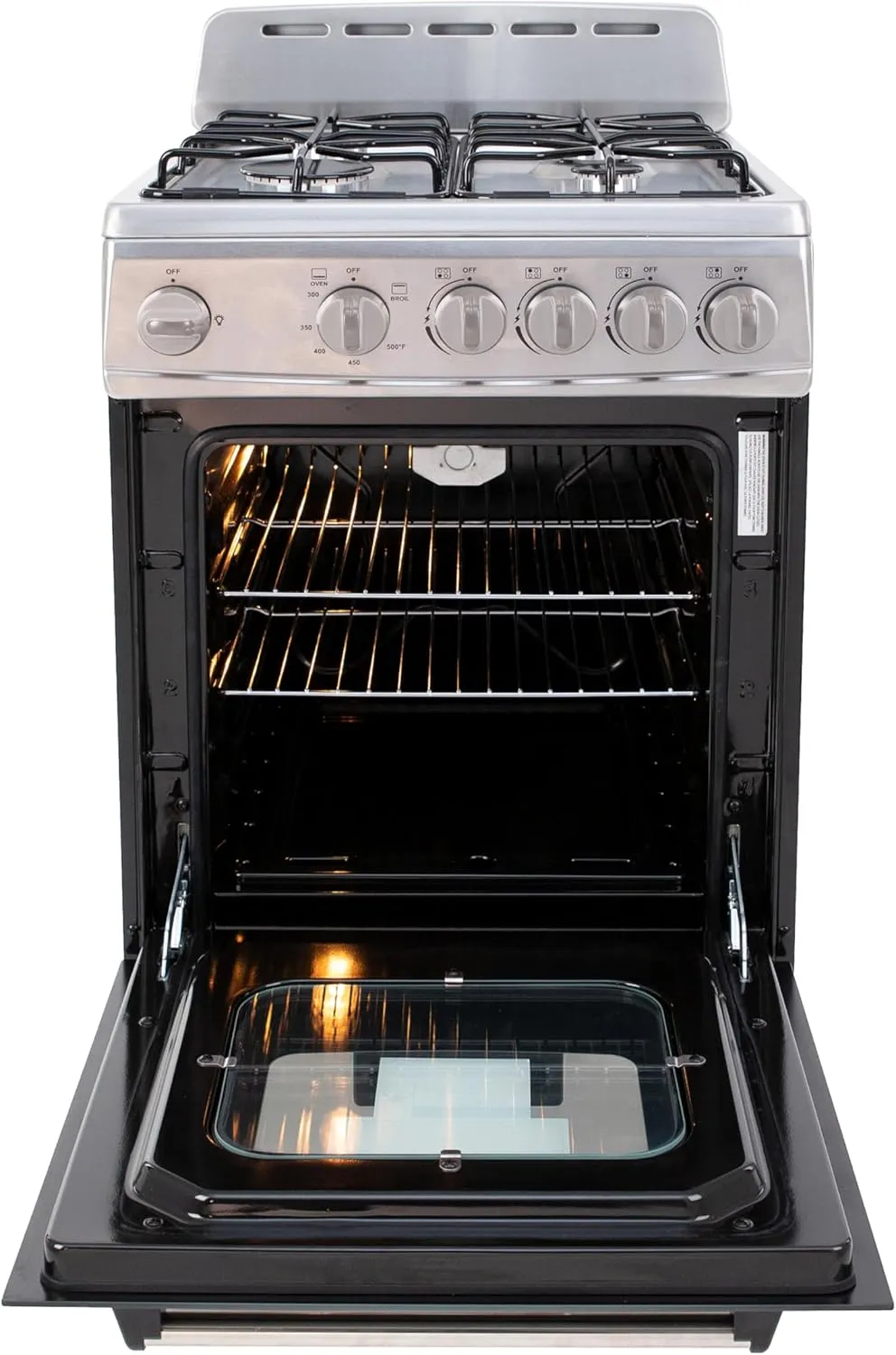Avanti GR2013CSS Gas Range Oven Compact Freestanding Design, 4 Sealed Burners with Electronic Ignition, 2.1 Cu.Ft. Capacity Features Storage Drawer Broiler and Accessories, 20-Inch, Black