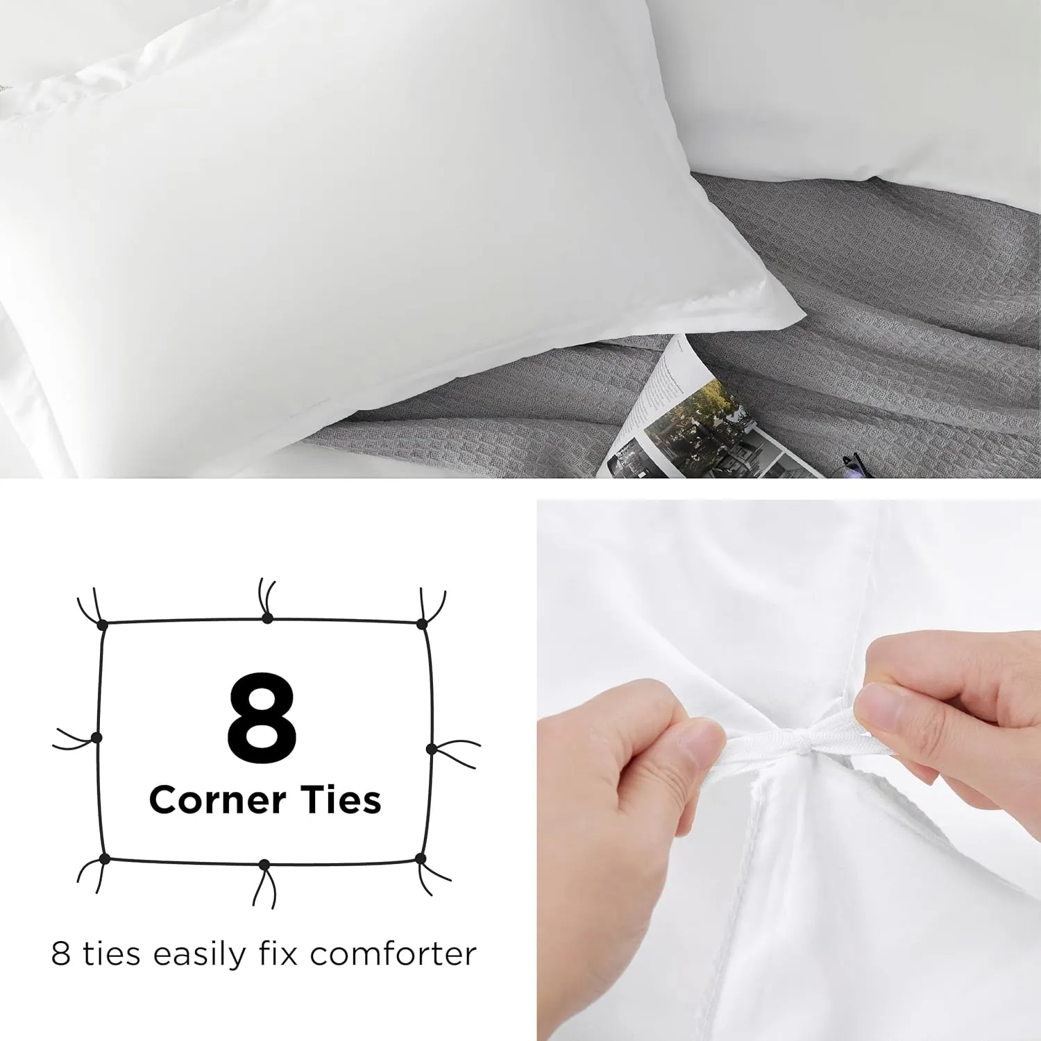 Bedsure White Duvet Cover Queen Size - Soft Double Brushed Bedding Set for Kids & Adults, Zipper Closure, 3 Pieces, Includes 1 Duvet Cover (90"x90") & 2 Pillow Shams, NO Comforter