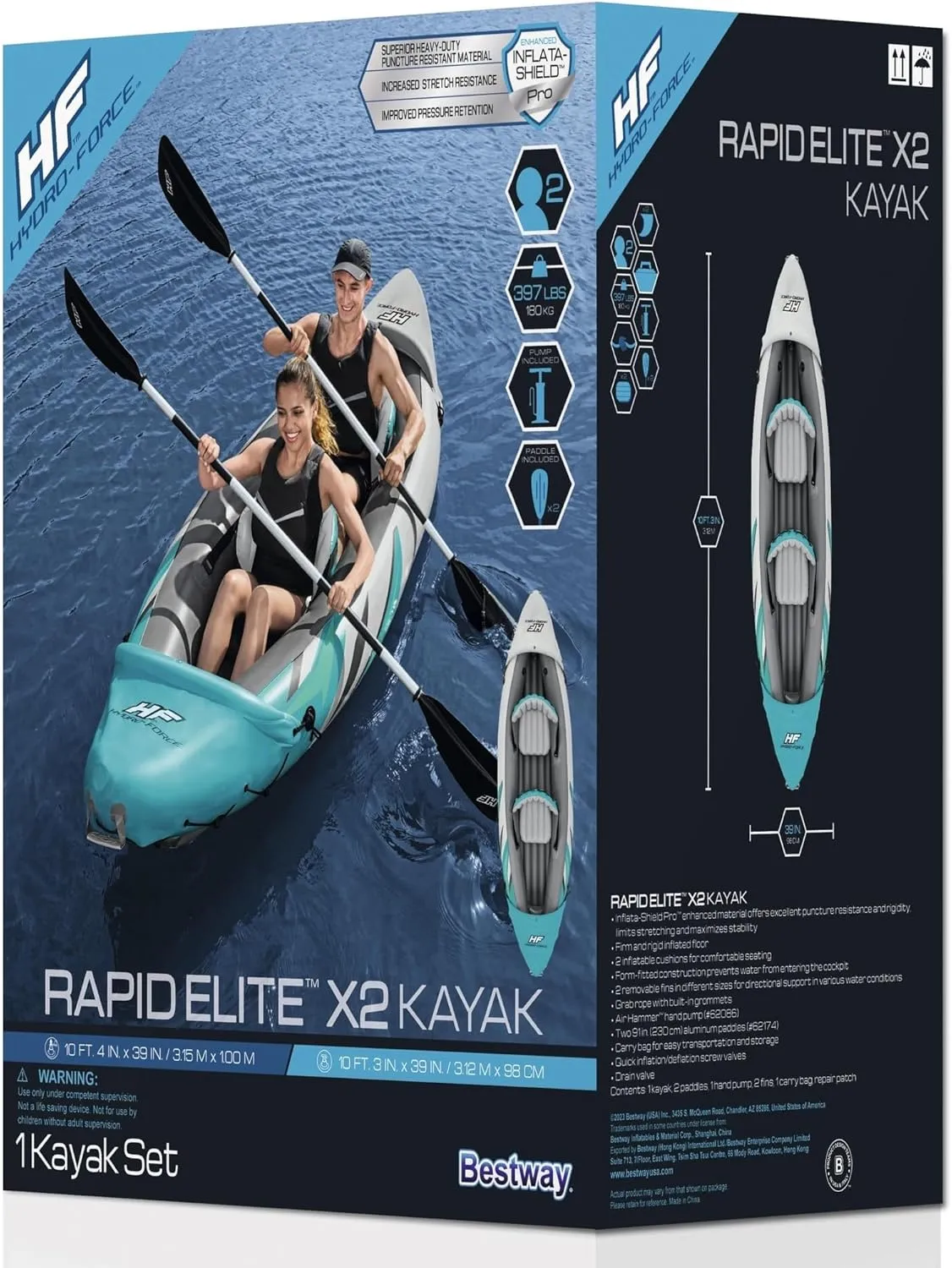 Bestway Hydro Force Inflatable Kayak Set | Includes Seat, Paddle, Hand Pump, Storage Carry Bag | Great for Adults, Kids and Families