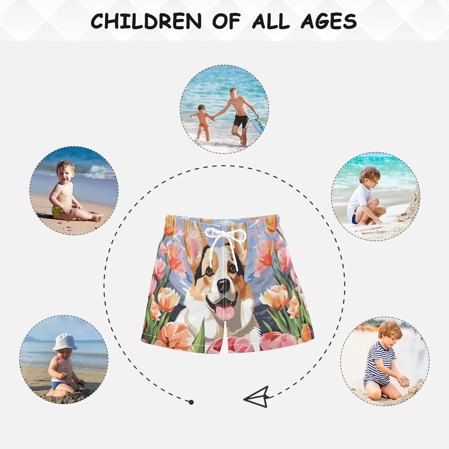 Black and White Cow Print Boys Beach Shorts Swim Trunks Toddler Bathing Suit Swimsuit Kids Swimwear