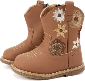 BMCiTYBM Baby Cowboy Cowgirl Boots Infant Western Shoes Boys Girls Round Toe Boots All Seasons 6-24 Months