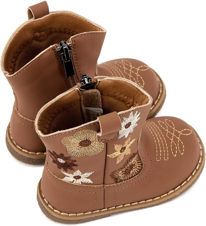BMCiTYBM Baby Cowboy Cowgirl Boots Infant Western Shoes Boys Girls Round Toe Boots All Seasons 6-24 Months