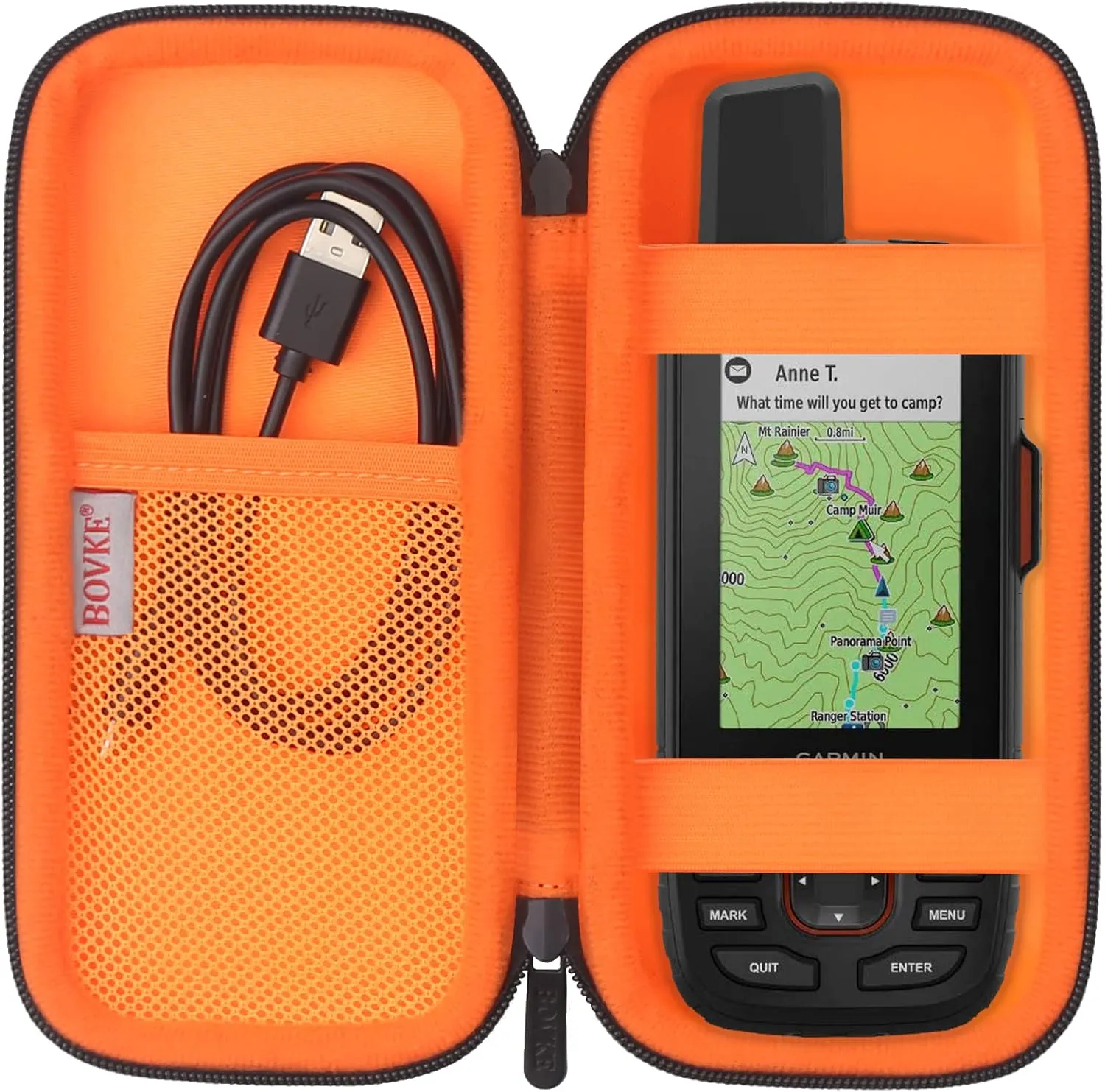 BOVKE Carrying Case for Garmin GPSMAP 64sx/66i/67/67i/66sr/66s/65s/78sc, Garmin inReach Explorer  Hiking Handheld GPS and Satellite Communicator, Mesh Bag fit USB Cable and Accessories, Black