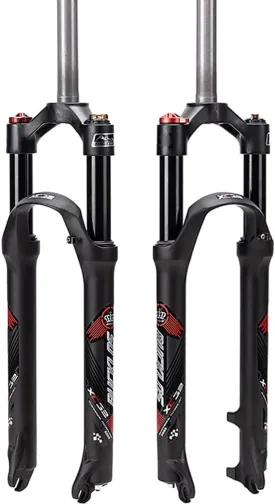 BUCKLOS Mountain Bicycle Suspension Forks, 26/27.5/29 inch MTB Bike Front Fork with Preload Adjustment, 100mm Travel 28.6mm Threadless Steerer