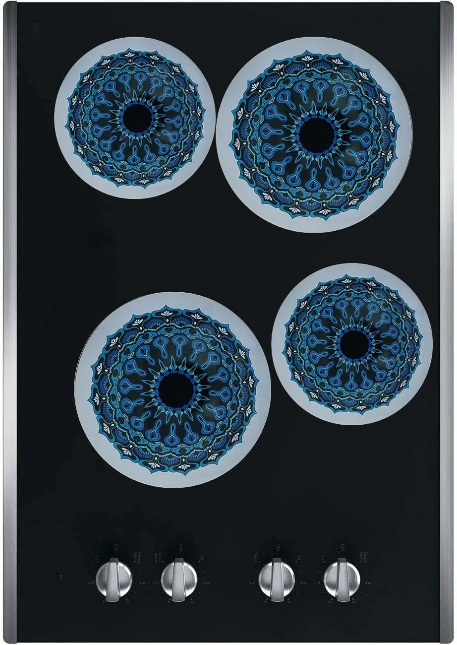 Burner Covers for Electric Stove (Blue Mandala, Round 8/10'')