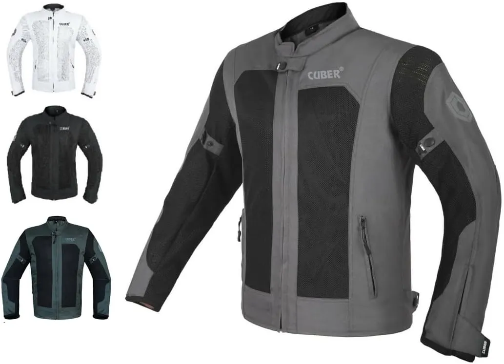 CUBER MOTORCYCLE BREATHABLE MESH JACKET MENS WITH CE ARMOR BIKERS RACING GEAR, SUMMER MOTORBIKE PROTECTIVE JACKET