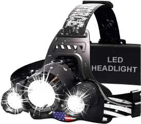 DanForce Headlamp. USB Rechargeable LED Head Lamp. Ultra Bright CREE 1080 Lumen Headlamp Flashlight   Red Light. HeadLamps for Adults, Camping, Outdoors & Hard Hat Light. Zoomable IPX54 Headlight