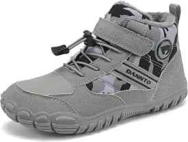 Dannto Kids Winter Snow Boots Boys Girls Wide Toe Box Warm Barefoot Hiking Shoes Fur Lined Outdoor Ankle Walking Boots