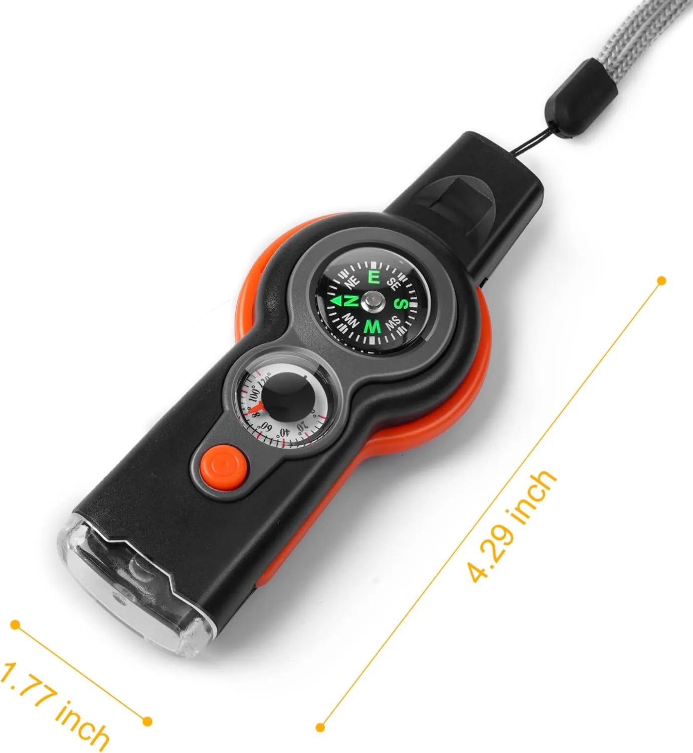 Emergency Survival Function Whistle, Outdoor Multifunctional Tool Safety Whistle with Lanyard, Ideal for Kayaking, Boating, Hiking, Camping, Climbing, Hunting, Fishing