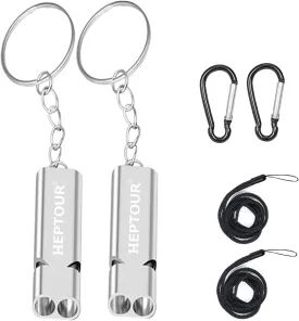 Emergency Whistles,Premium Safety Survival Whistle with Lanyard Keychain,High Pitch Double Tubes Coyote Whistle for Outdoor Hiking Camping Hunting Boating Rescue Signal Whistle Lifeguard