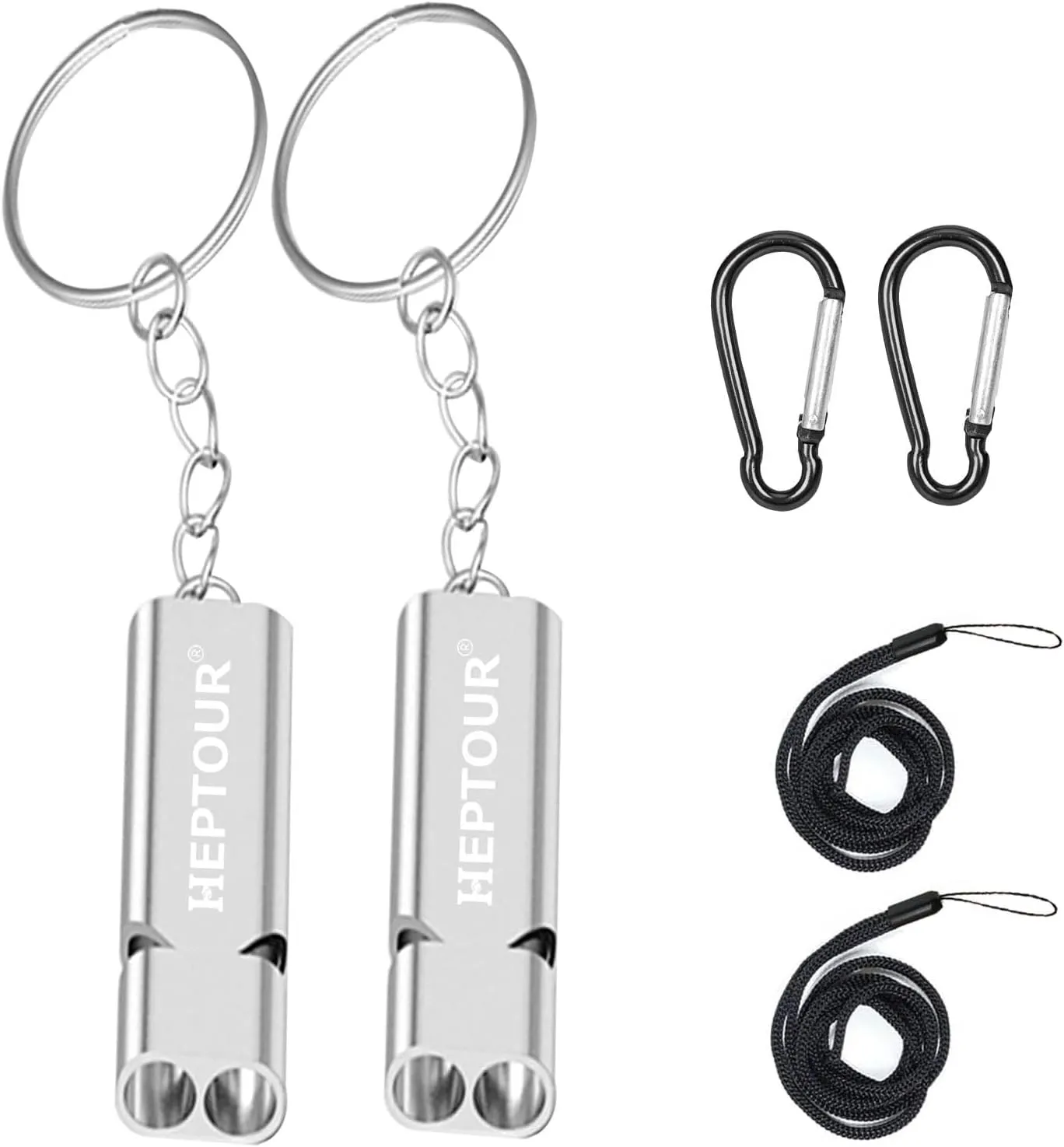 Emergency Whistles,Premium Safety Survival Whistle with Lanyard Keychain,High Pitch Double Tubes Coyote Whistle for Outdoor Hiking Camping Hunting Boating Rescue Signal Whistle Lifeguard