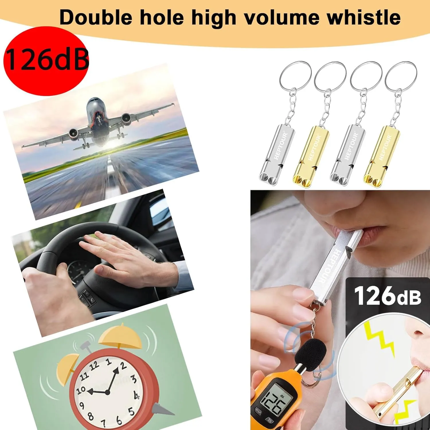 Emergency Whistles,Premium Safety Survival Whistle with Lanyard Keychain,High Pitch Double Tubes Coyote Whistle for Outdoor Hiking Camping Hunting Boating Rescue Signal Whistle Lifeguard
