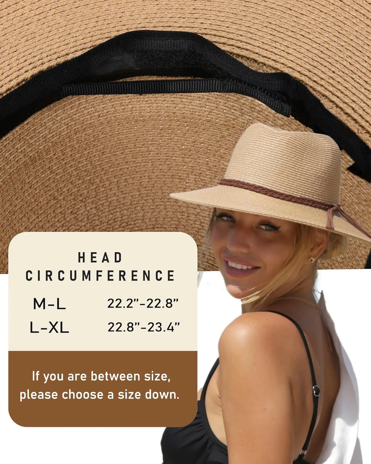 FURTALK Sun Hats for Women Summer Wide Brim UV UPF 80  Panama Fedora Foldable Packable Straw Beach Hat