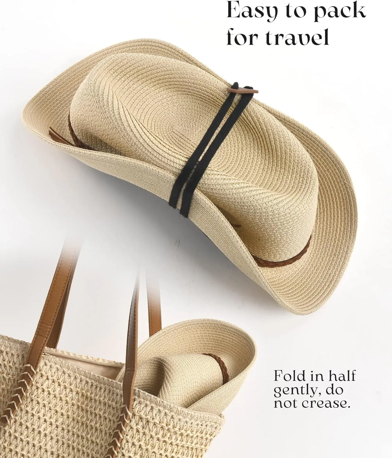 FURTALK Sun Hats for Women Summer Wide Brim UV UPF 80  Panama Fedora Foldable Packable Straw Beach Hat