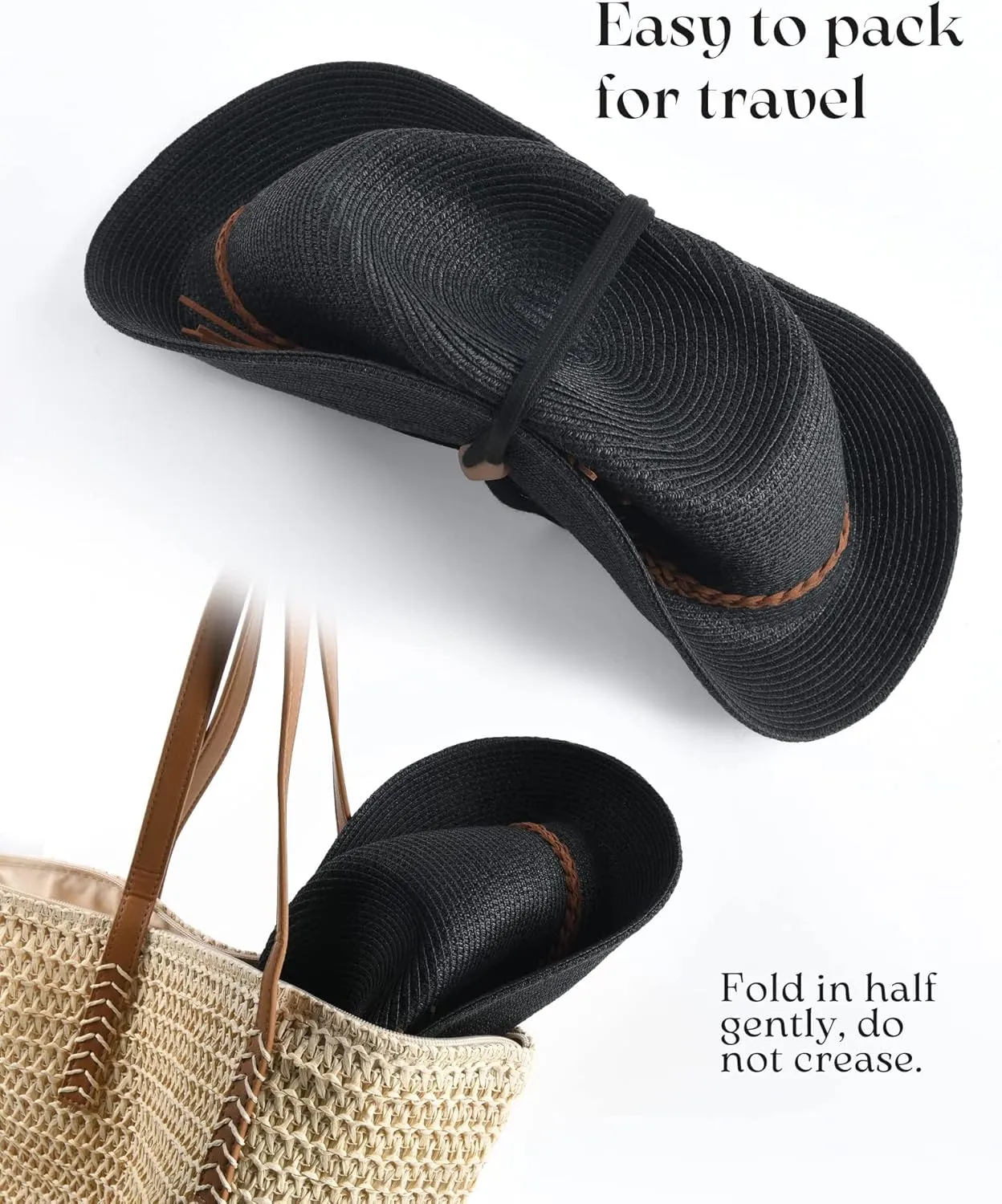 FURTALK Sun Hats for Women Summer Wide Brim UV UPF 80  Panama Fedora Foldable Packable Straw Beach Hat