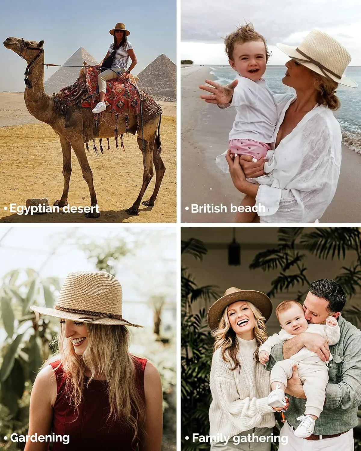 FURTALK Sun Hats for Women Summer Wide Brim UV UPF 80  Panama Fedora Foldable Packable Straw Beach Hat