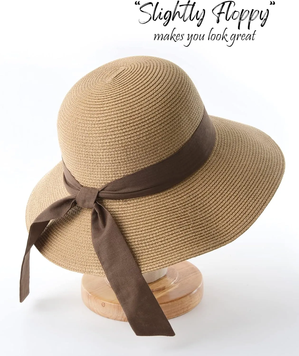FURTALK Womens Beach Sun Straw Hat UV UPF 80  Travel Foldable Brim Summer UV Hat
