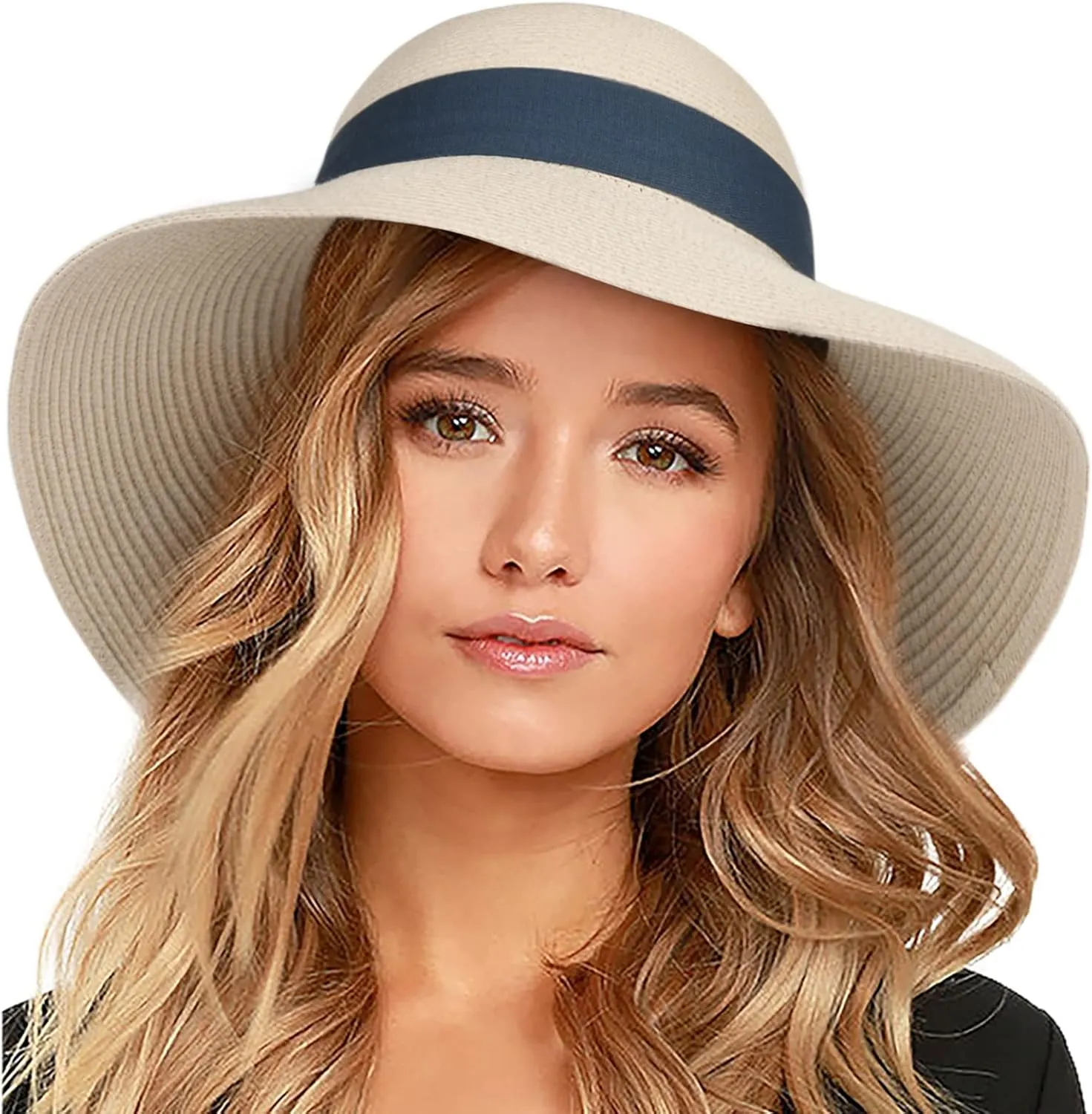 FURTALK Womens Beach Sun Straw Hat UV UPF 80  Travel Foldable Brim Summer UV Hat