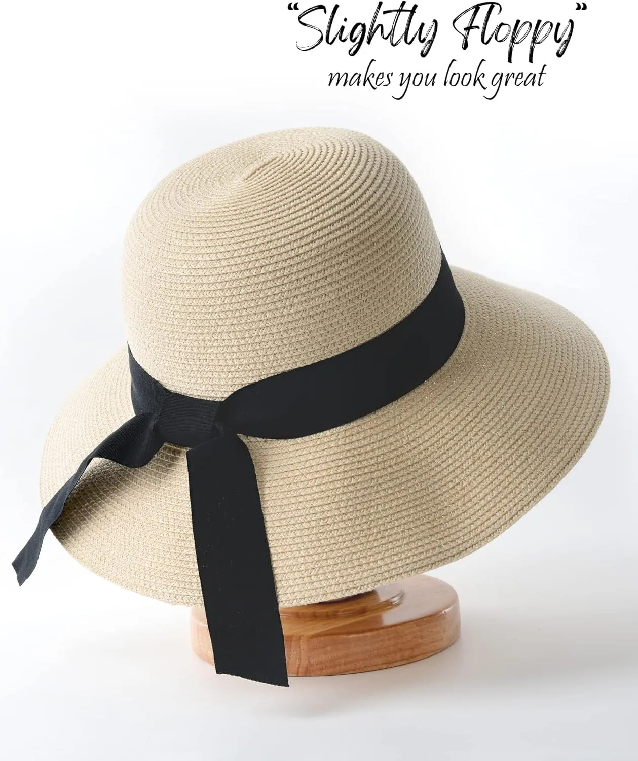 FURTALK Womens Beach Sun Straw Hat UV UPF 80  Travel Foldable Brim Summer UV Hat