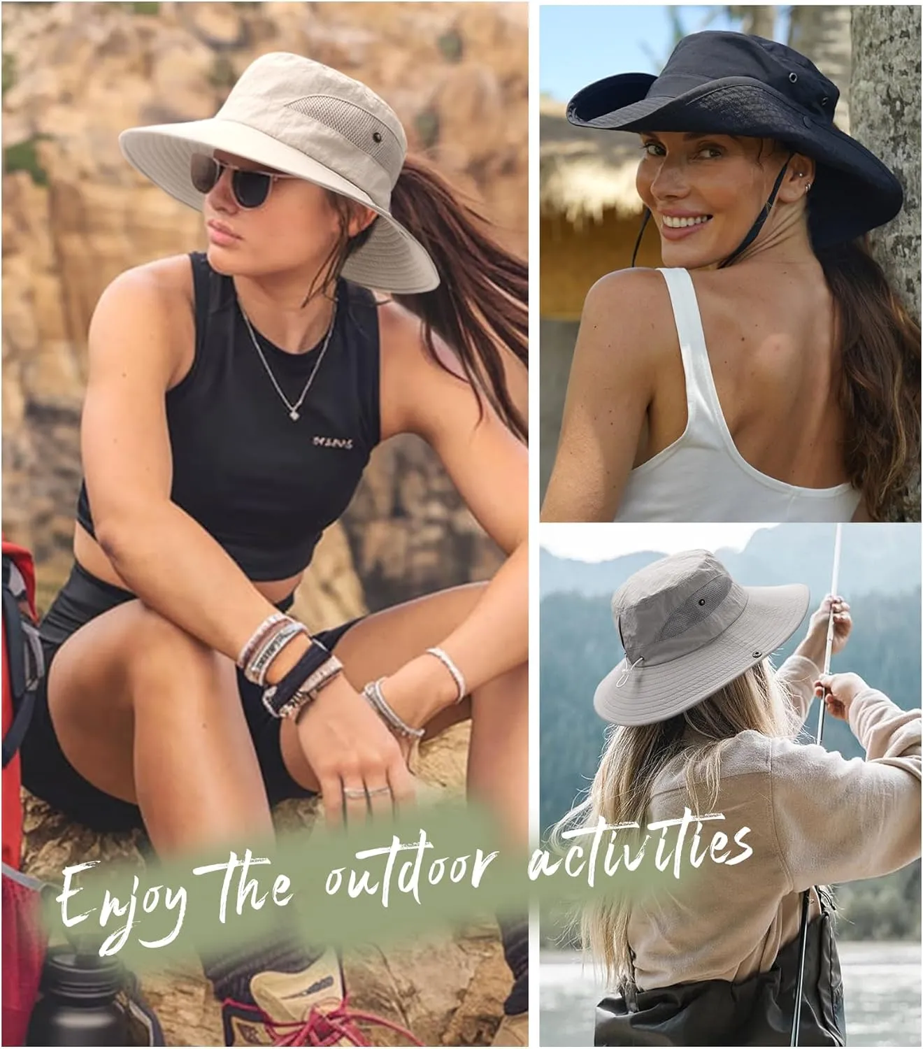 FURTALK Womens Sun Hat with Ponytail Hole Beach Hiking Summer Wide Brim UPF 80  Outdoor Protection Foldable Bucket Hat