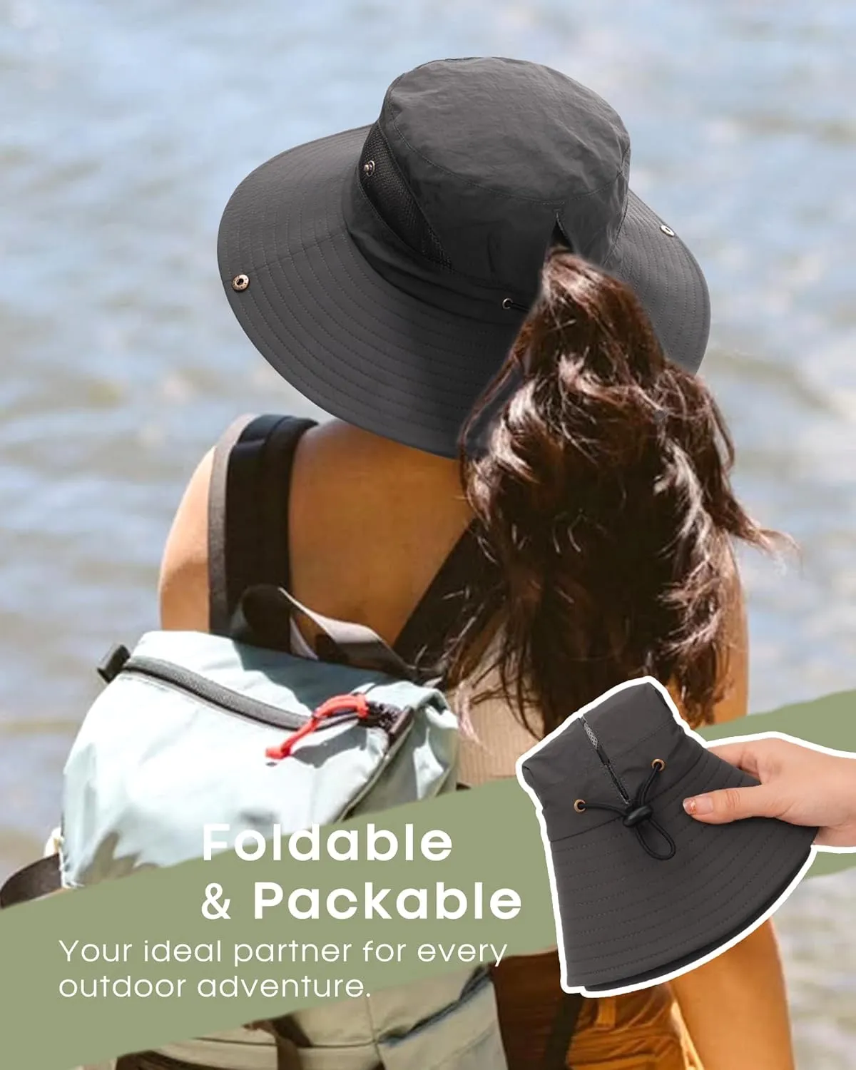 FURTALK Womens Sun Hat with Ponytail Hole Beach Hiking Summer Wide Brim UPF 80  Outdoor Protection Foldable Bucket Hat