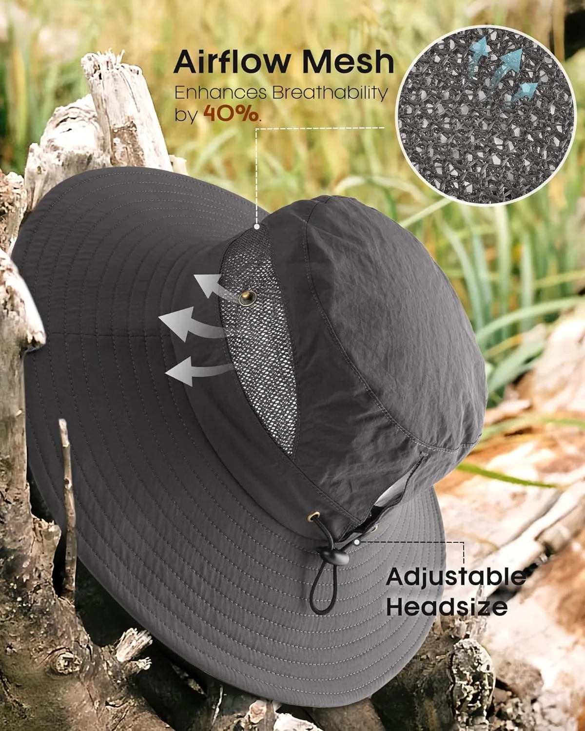 FURTALK Womens Sun Hat with Ponytail Hole Beach Hiking Summer Wide Brim UPF 80  Outdoor Protection Foldable Bucket Hat