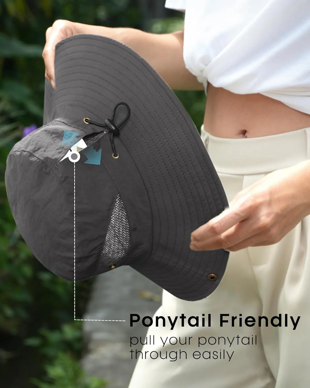 FURTALK Womens Sun Hat with Ponytail Hole Beach Hiking Summer Wide Brim UPF 80  Outdoor Protection Foldable Bucket Hat