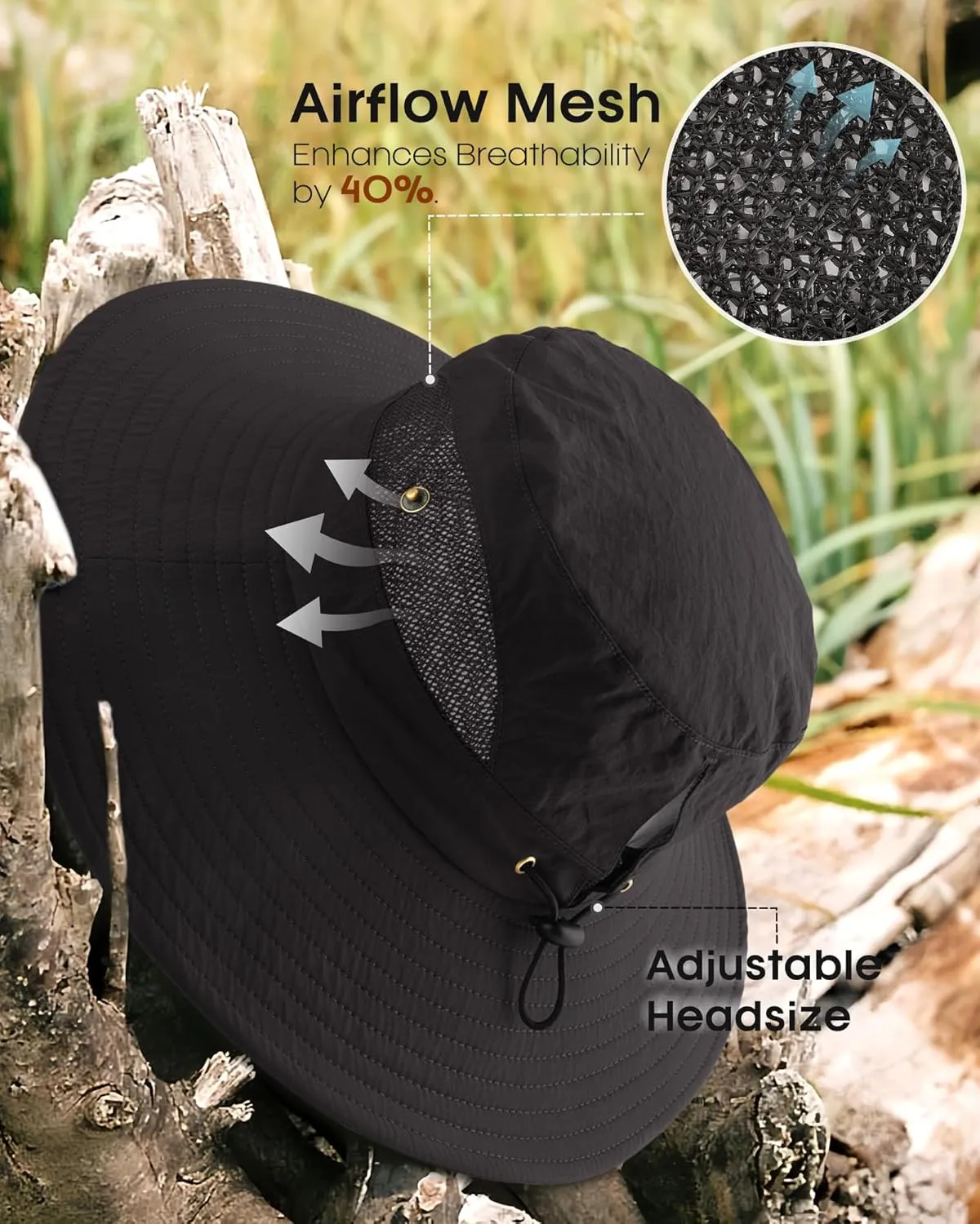 FURTALK Womens Sun Hat with Ponytail Hole Beach Hiking Summer Wide Brim UPF 80  Outdoor Protection Foldable Bucket Hat