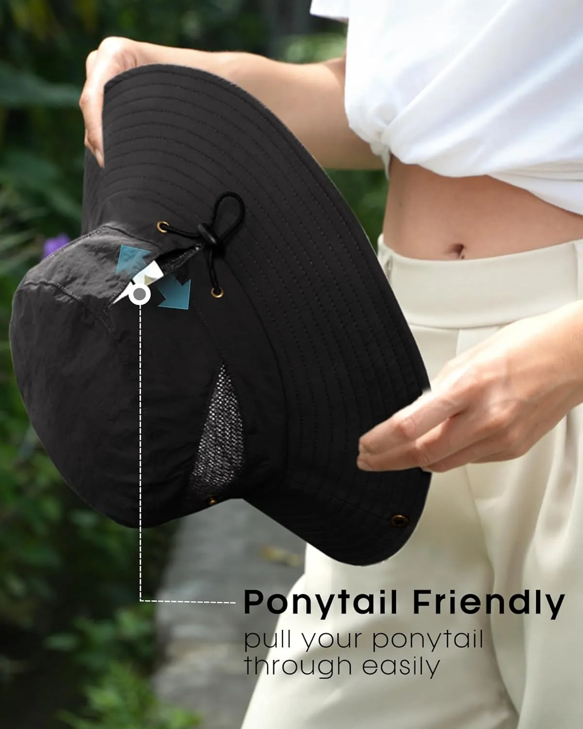 FURTALK Womens Sun Hat with Ponytail Hole Beach Hiking Summer Wide Brim UPF 80  Outdoor Protection Foldable Bucket Hat