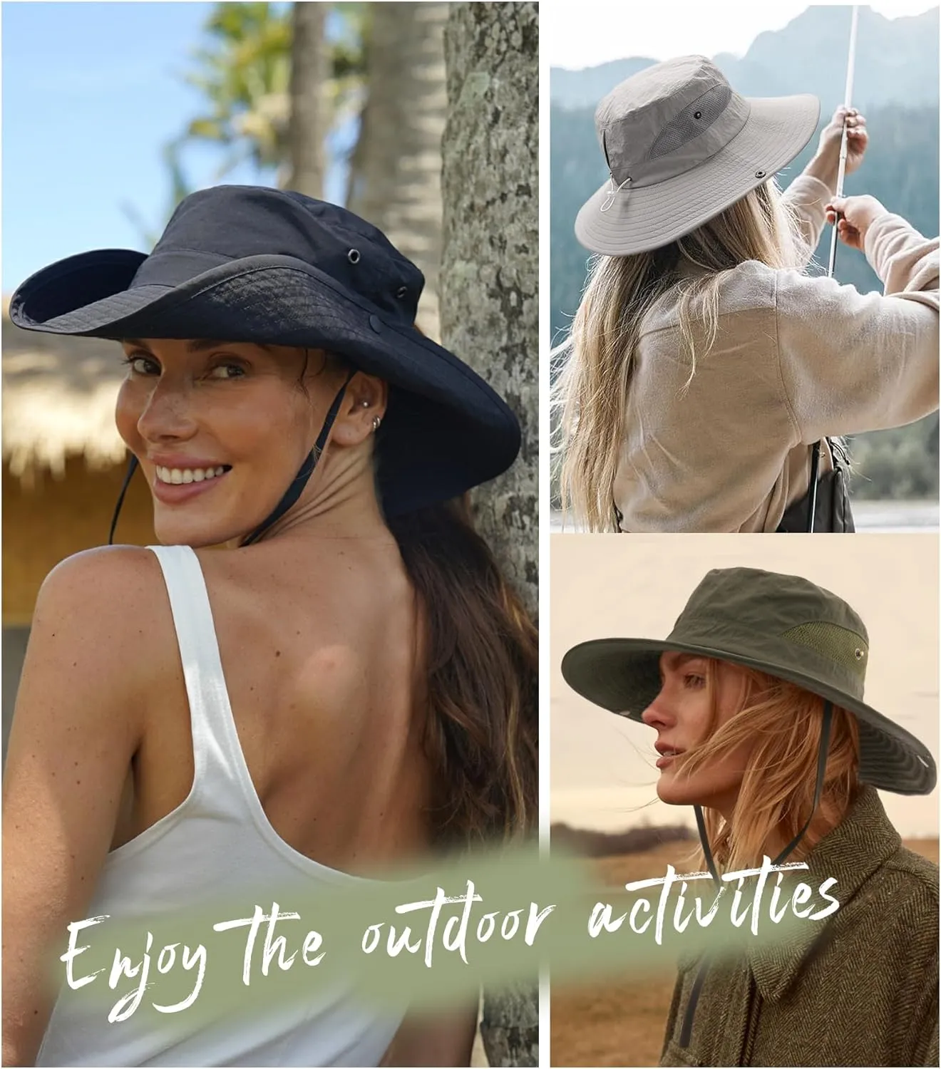 FURTALK Womens Sun Hat with Ponytail Hole Beach Hiking Summer Wide Brim UPF 80  Outdoor Protection Foldable Bucket Hat