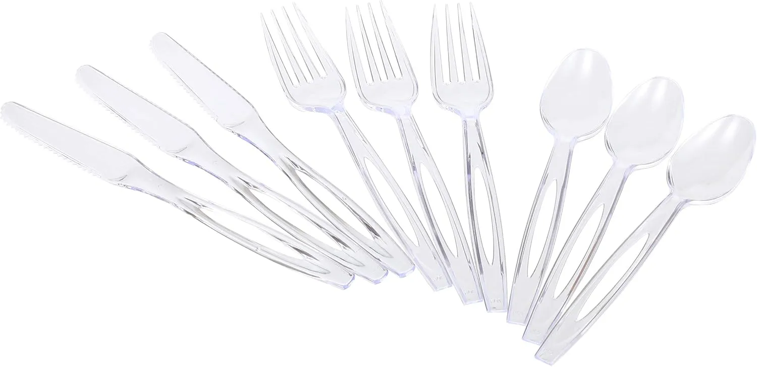 Glad Disposable Cutlery Set - Clear Heavy Duty Plastic Forks, Knives, and Spoons - 240 Piece Plasticware for Parties - Durable, Sturdy Recyclable Utensils - Great for July 4th, Thanksgiving, Christmas