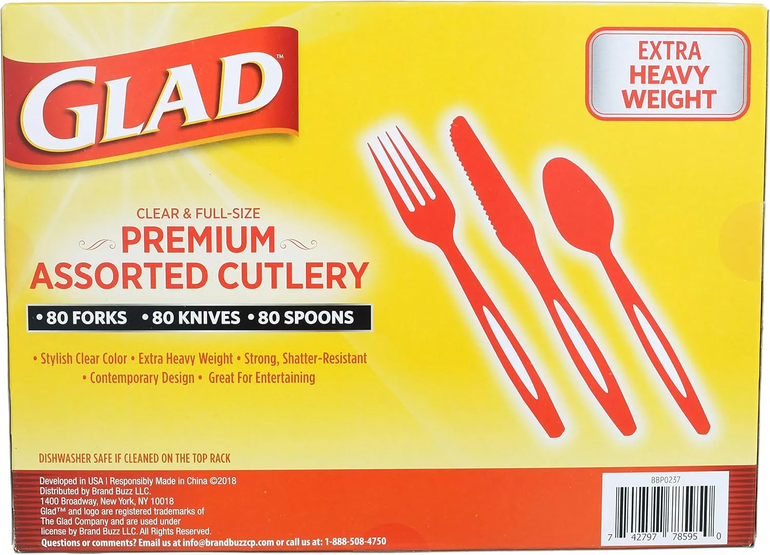 Glad Disposable Cutlery Set - Clear Heavy Duty Plastic Forks, Knives, and Spoons - 240 Piece Plasticware for Parties - Durable, Sturdy Recyclable Utensils - Great for July 4th, Thanksgiving, Christmas