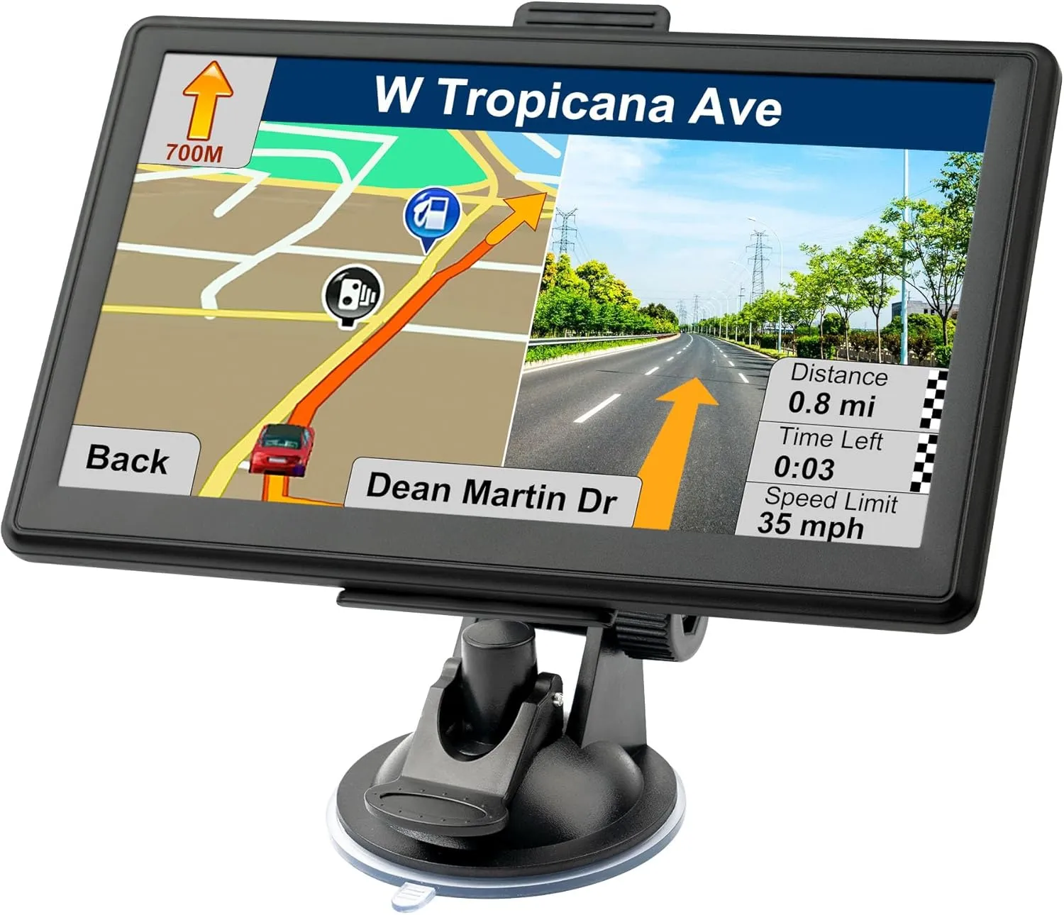 GPS Navigator for Car with Lastest 2024 Map, Free Lifetime Update, Car GPS Navigation System for Truck Commercial Drivers, Support Postcode POI Search, Voice Guidance, Speedcam Speedlimit Alerts, FM