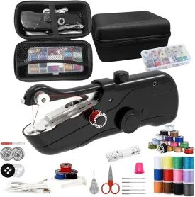 Handheld Sewing Machine, Portable Sewing Machine with Storage, Electric Switch, Two Speed Modes,Easy to Operate.Sewing Machine for Beginners.Black with Accessories