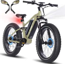 HAOQI Cheetah Electric Bike for Adults, 750W(Peak 1000W) Electric Bike,48V 16AH/25Ah Battery Adult Electric Bicycle,26*4Fat Tire Full Suspension 28MPH Mountain Ebike, 7 Speed Max 85 Miles Range