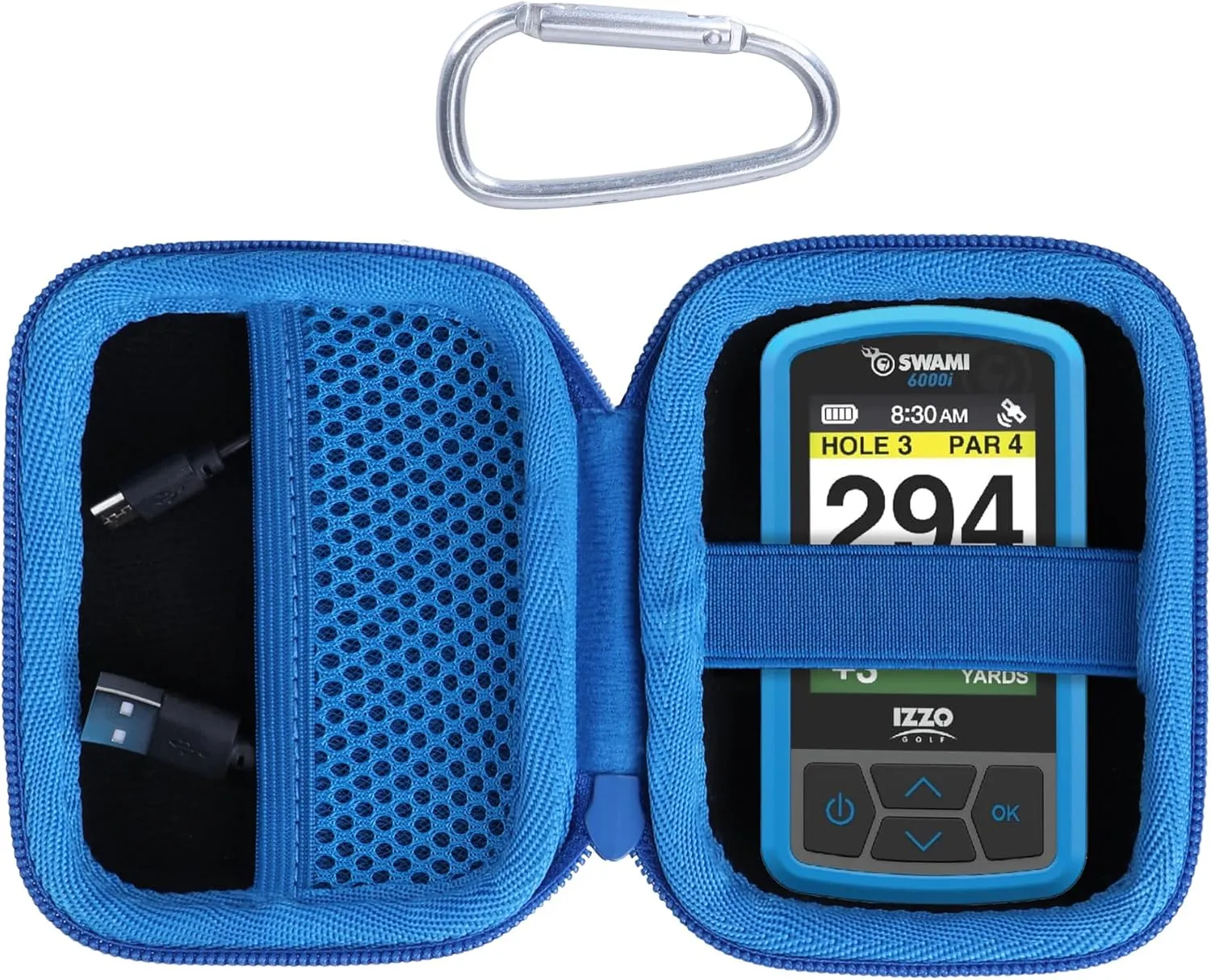 Hard Case Compatible with Izzo Swami 6000 Handheld Golf GPS (Black   Blue Case)