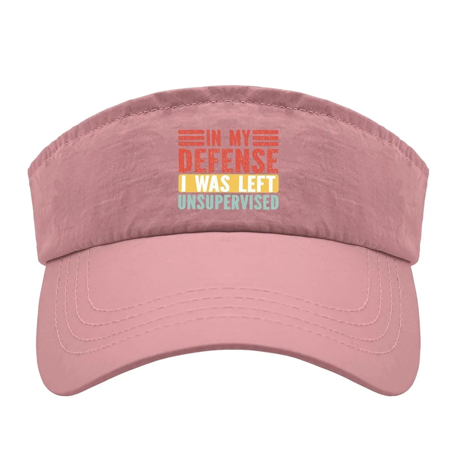 in My Defensee I Wass Left Unsupervisedd Visor for Men Hat, Sun Visor Hat for Women Sun Visors Uv Protection Running Cap Pink