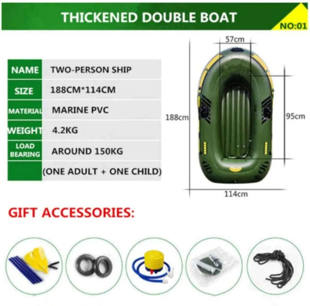Inflatable Kayak, Independent Bottom Plate, 4 Independent Air Chambers, Equipped with Special Repair Tools, Air Pump,1.9M