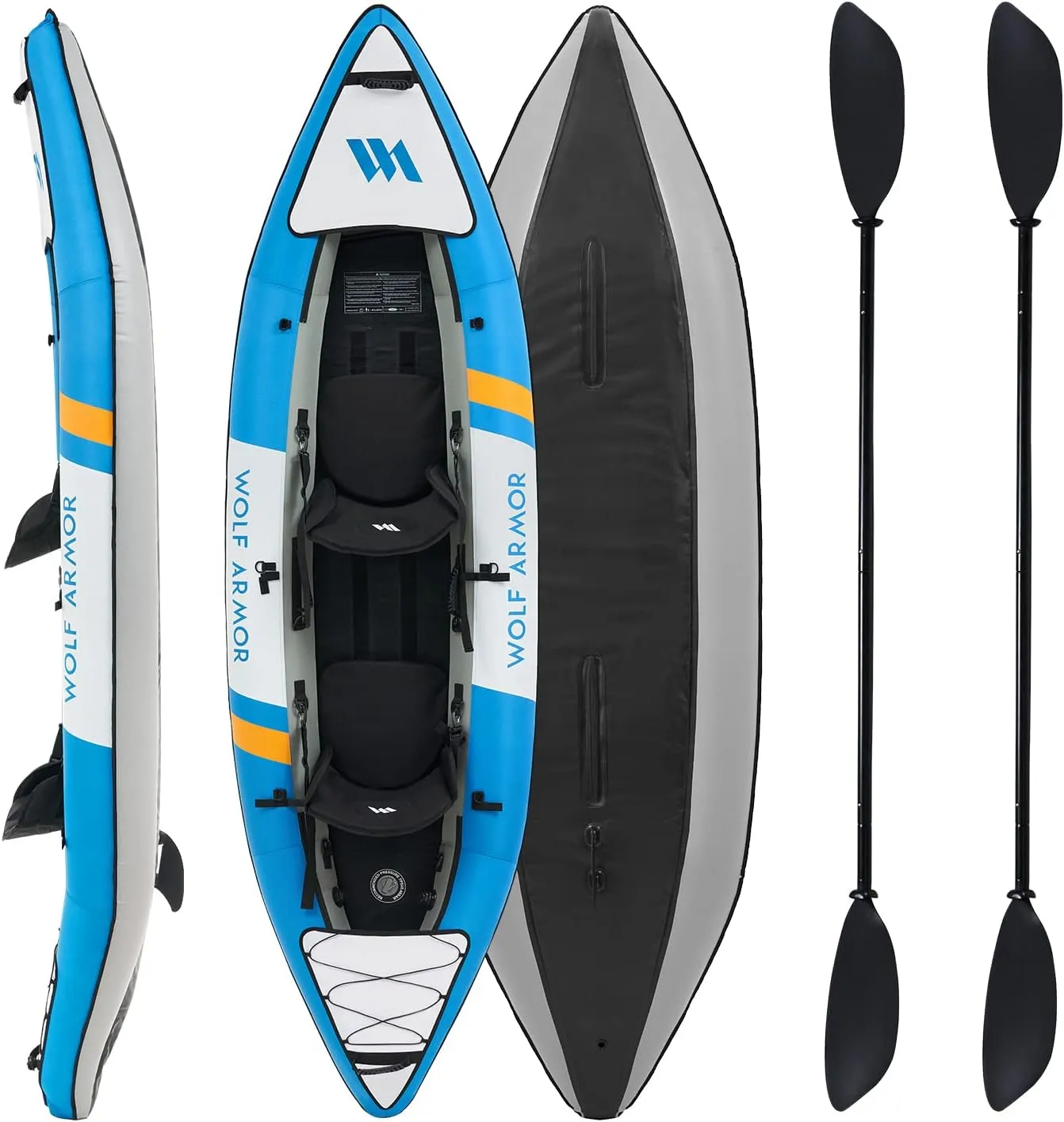 Inflatable Recreational Touring Kayak with EVA Padded Seats, 2 Person Tandem inflatable Kayak with All the Accessories, Lake, River, and Ocean Kayaks Boat for Fishing, Travel, and Adventure