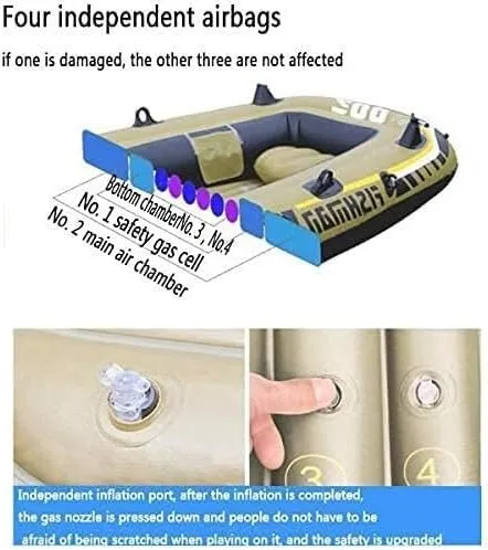 Inflatable Series, 4-Person PVC Inflatable Raft, Alumioars, Cushions, High Output Air Pumps/Color/Stand Edition