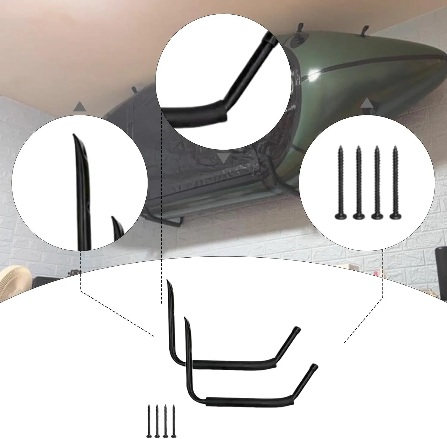Kayak Storage Rack Wall Mount, Heavy Duty Portable Canoe Hanger Garage Kayak Storage Hook for Tools Paddleboard