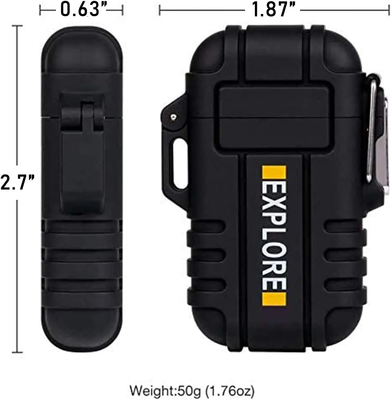 LcFun Electric Plasma Lighter - Windproof, Waterproof, USB Rechargeable with Emergency Whistle for Hiking, Camping, Outdoor, Survival, Tactical, EDC Gear (Black)
