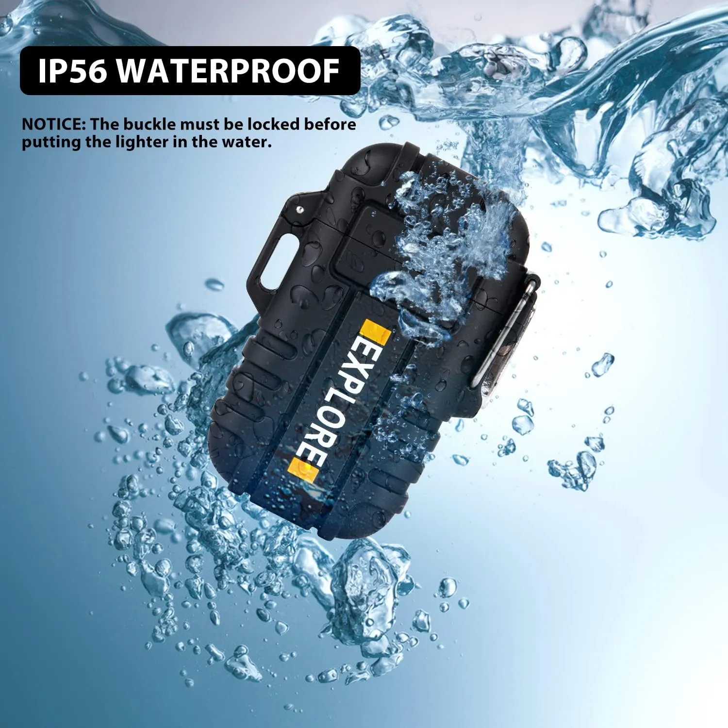 LcFun Electric Plasma Lighter - Windproof, Waterproof, USB Rechargeable with Emergency Whistle for Hiking, Camping, Outdoor, Survival, Tactical, EDC Gear (Black)