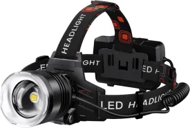 LED Rechargeable Headlamp, Super Bright with 5 Modes & IPX7 Level Waterproof USB Rechargeable Zoom Headlight, 90 Adjustable for Outdoor Camping, Running, Cycling, Climbing