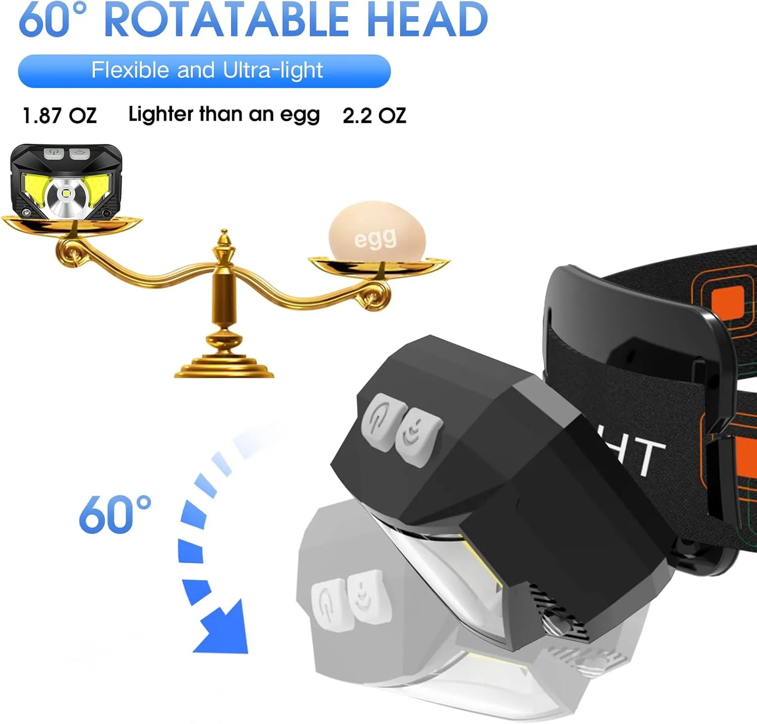 LHKNL Headlamp Flashlight,4-Pack Lumen Ultra Bright LED Rechargeable Headlight with White Red Light,Waterproof Motion Sensor Head Lamp,8 Mode for Outdoor Camping Running Cycling Fishing