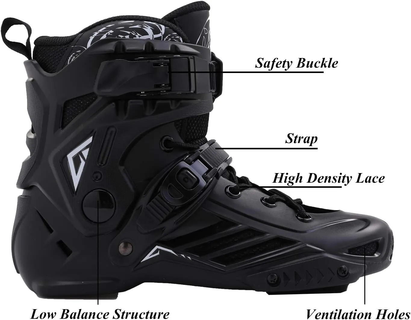 LIKU Black Professional Inline Skates Unisex