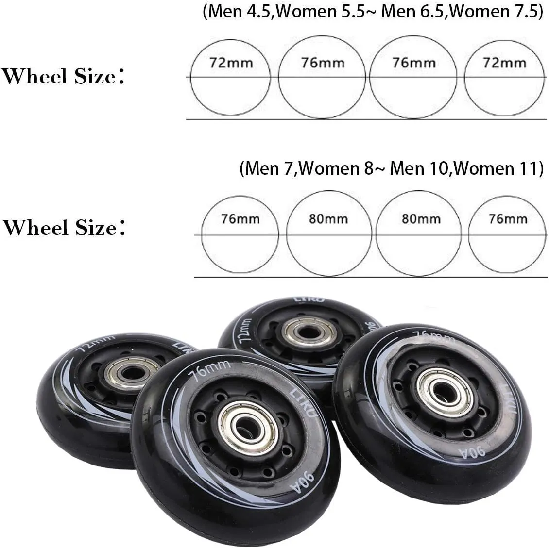 LIKU Black Professional Inline Skates Unisex